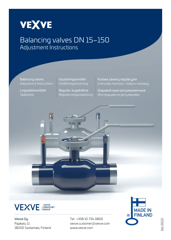 Balancing valves adjustment instructions DN 15–150