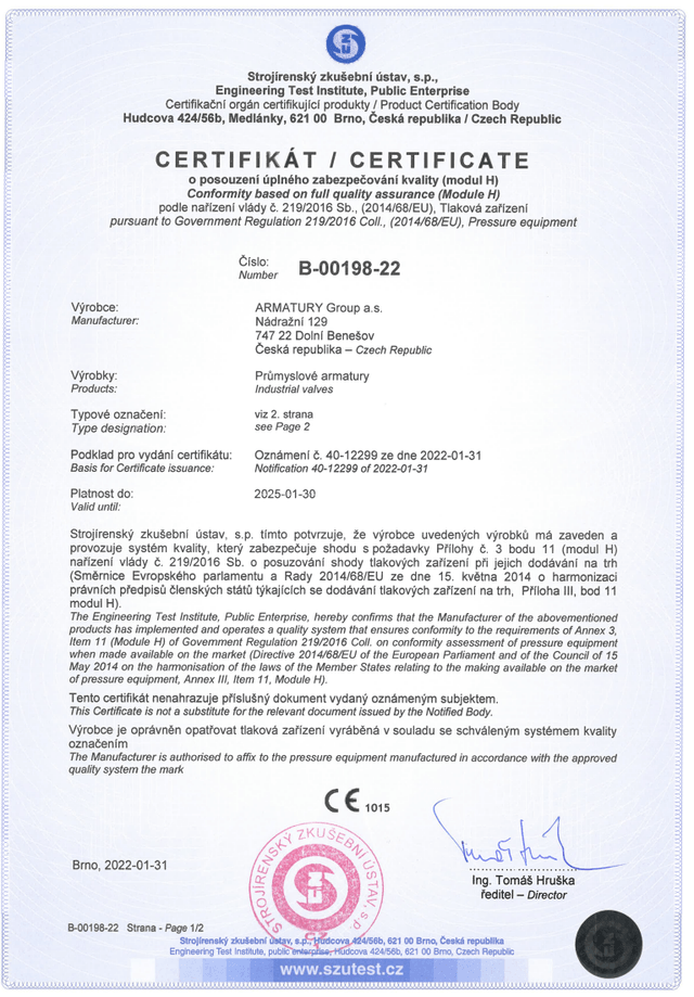 Certificates - Vexve Armatury